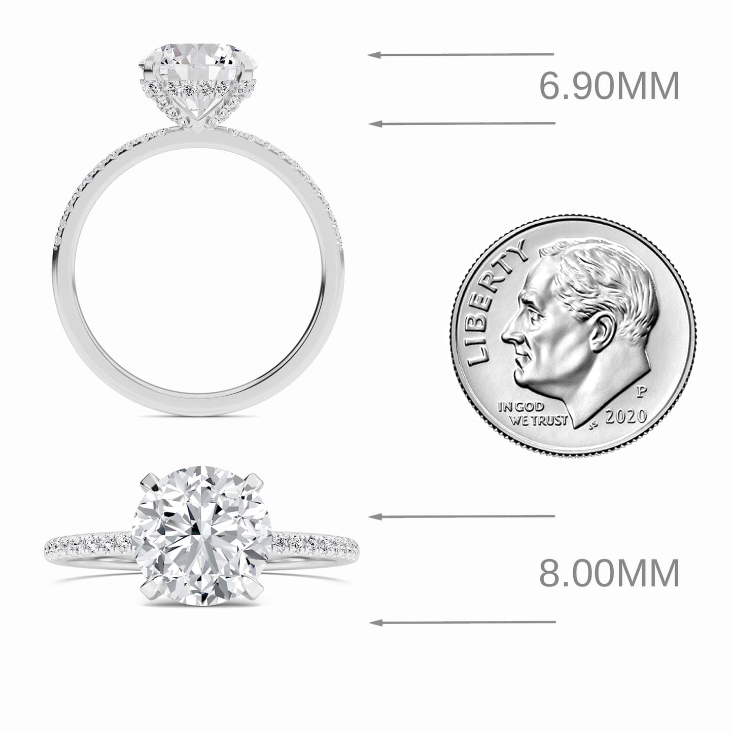 Round Hidden Halo Certified Lab Diamond Pave Engagement Ring - Matilda