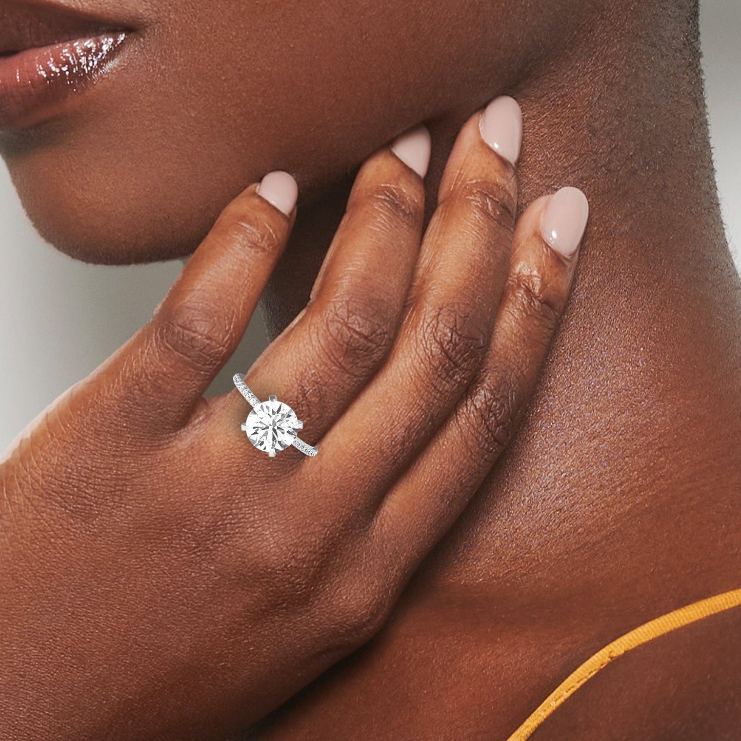 Round Hidden Halo Certified Lab Diamond Pave Engagement Ring - Matilda