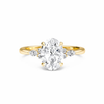 Oval Cluster Side Certified Lab Diamond Engagement Ring - Lacey