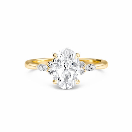 Oval Cluster Side Certified Lab Diamond Engagement Ring - Lacey