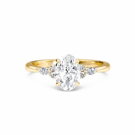 Oval Cluster Side Certified Lab Diamond Engagement Ring - Lacey