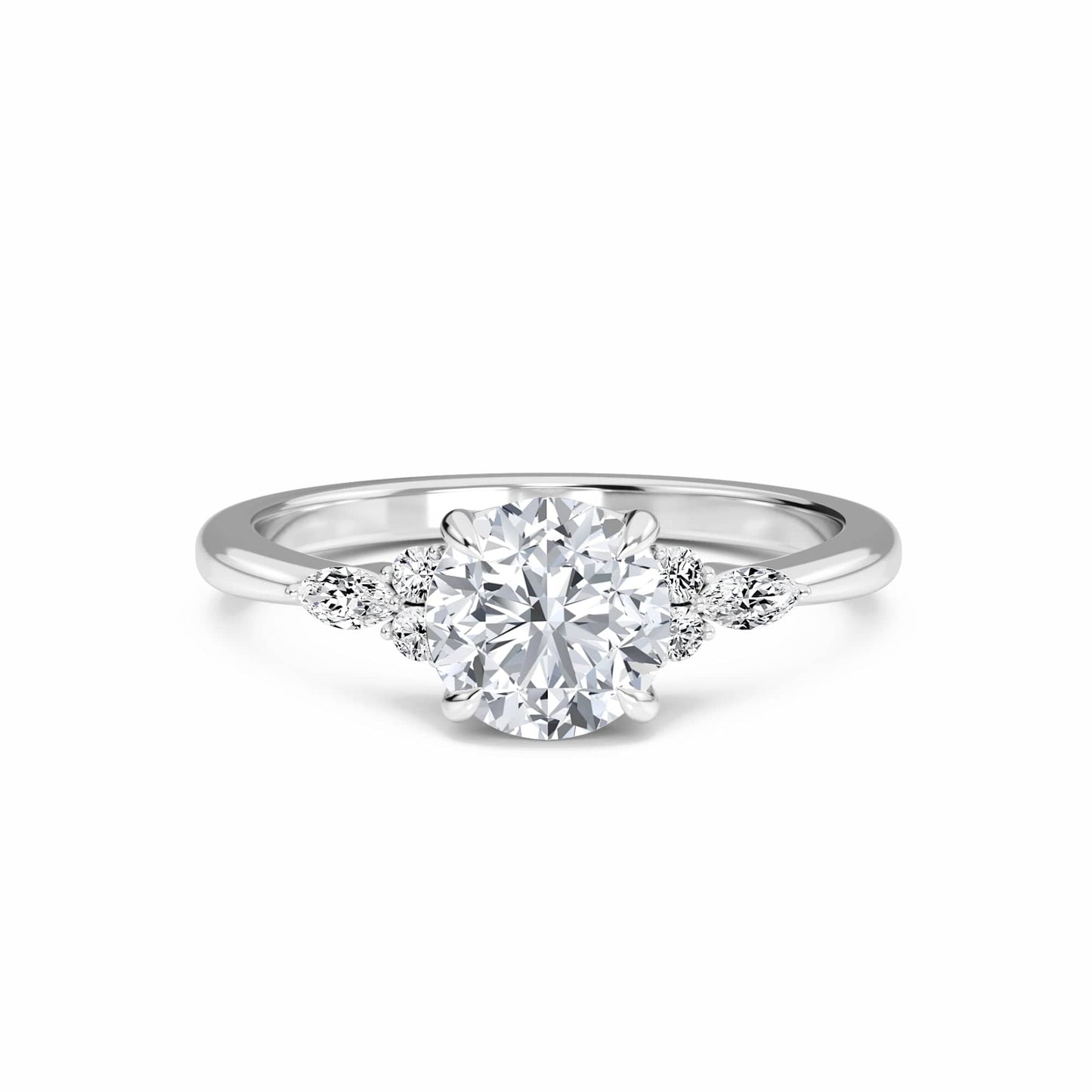 Round Cluster Side Certified Lab Diamond Engagement Ring - Lacey