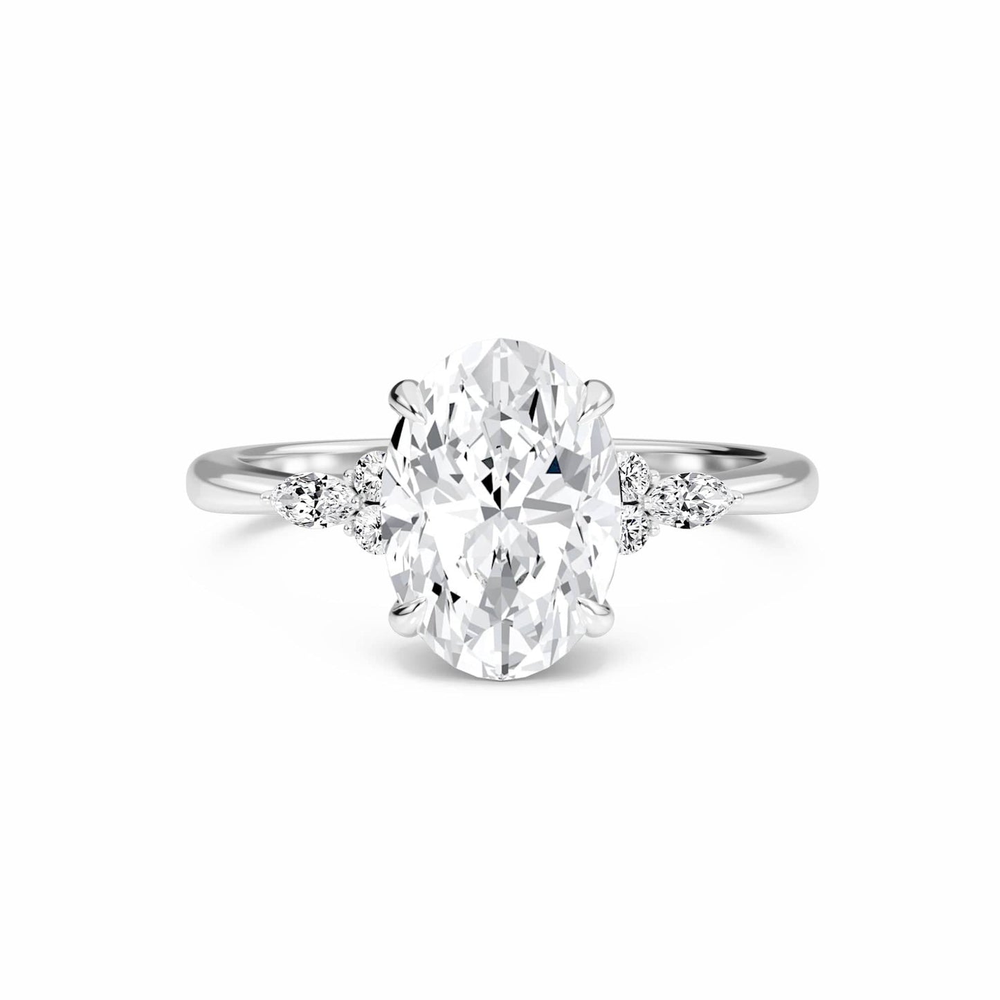 Oval Cluster Side Certified Lab Diamond Engagement Ring - Lacey
