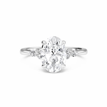 Oval Cluster Side Certified Lab Diamond Engagement Ring - Lacey