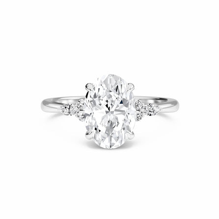 Oval Cluster Side Certified Lab Diamond Engagement Ring - Lacey