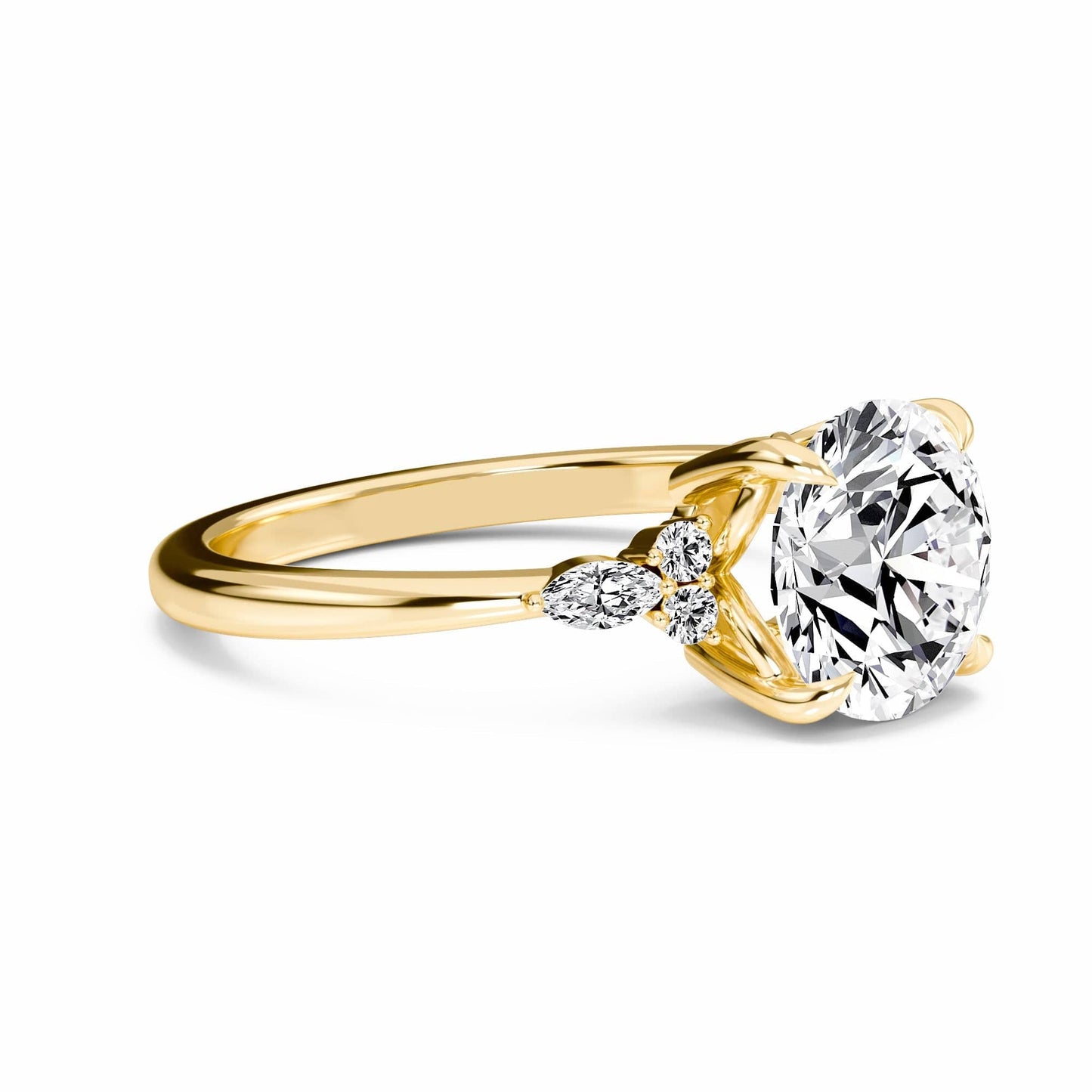 Round Cluster Side Certified Lab Diamond Engagement Ring - Lacey