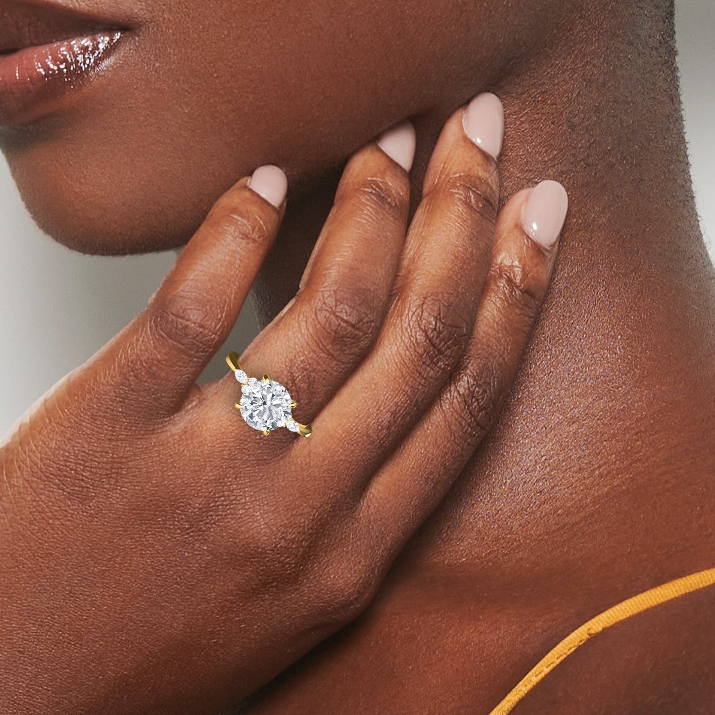 Round Cluster Side Certified Lab Diamond Engagement Ring - Lacey