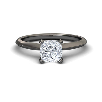 White Diamond Knife Edge Shank Solitaire Engagement Ring - Jocelyn