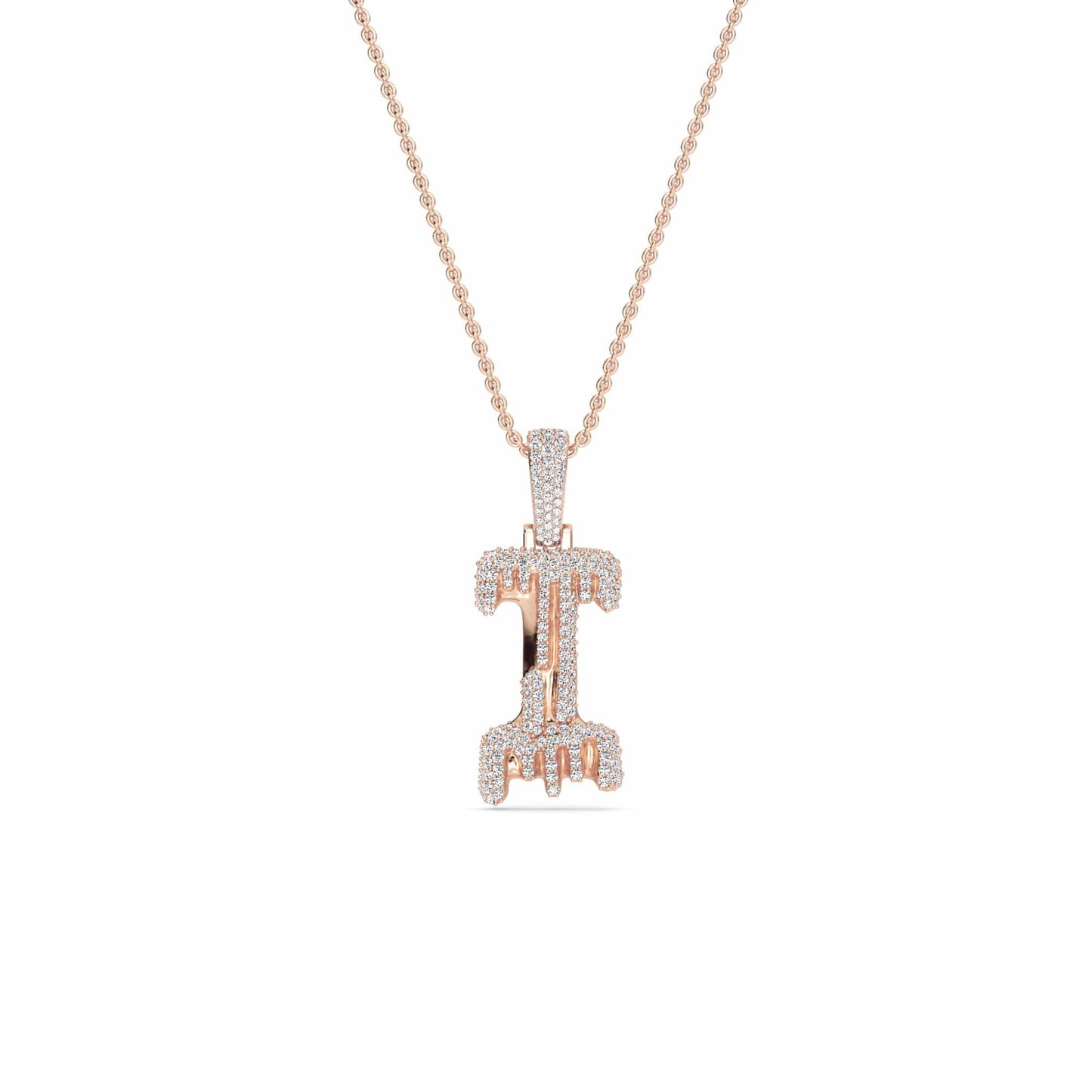 I Initial Dripping Diamond Pendant Necklace - Ignacio
