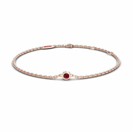 Ruby Bezel Set Chain Bracelet - Aisha
