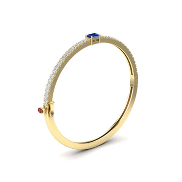 Blue Sapphire & Diamond Fancy Bangle Bracelet - Amandine