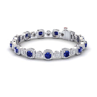 Lab Grown Blue Sapphire & Diamond Tennis Bracelet - Erina - TEST