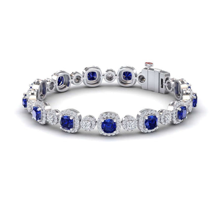 Lab Grown Blue Sapphire & Diamond Tennis Bracelet - Erina - TEST