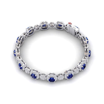 Lab Grown Blue Sapphire & Diamond Tennis Bracelet - Erina - TEST