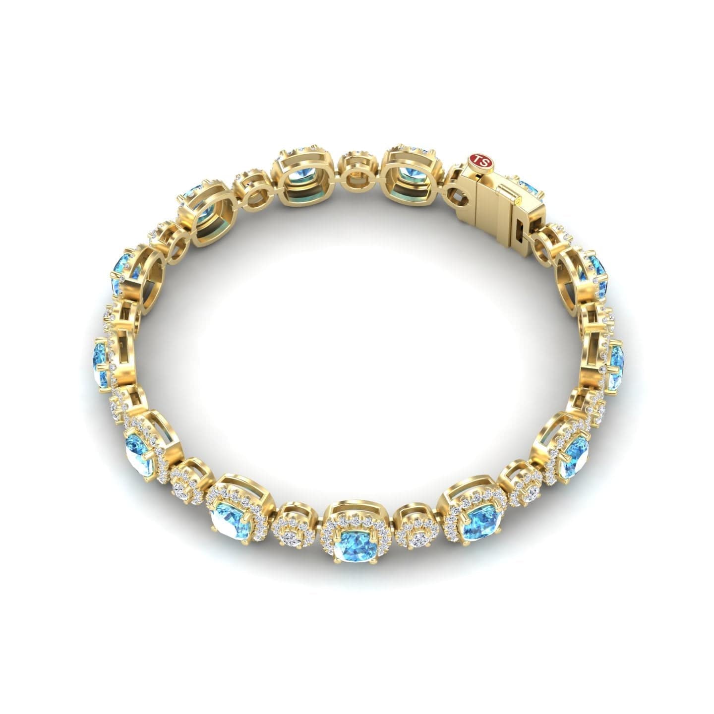Swiss Blue Topaz & Diamond Tennis Bracelet - Erina