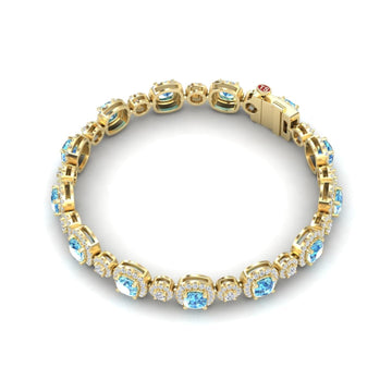 Swiss Blue Topaz & Diamond Tennis Bracelet - Erina