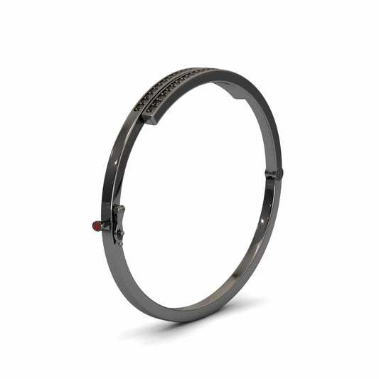 Black Diamond Double Bar Pave Bangle Bracelet - Jamie