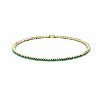 Emerald 2mm Eternity Bangle Bracelet - Alejandra