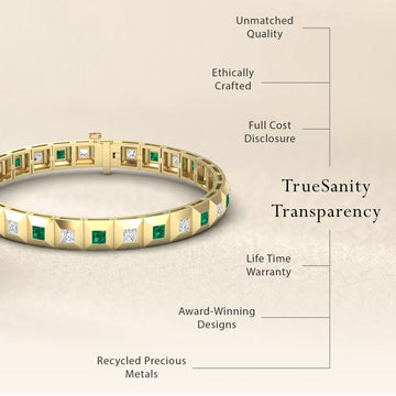 Emerald & Diamond Geometric Tennis Bracelet - Valerie