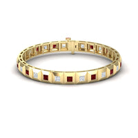 Ruby & Diamond Geometric Tennis Bracelet - Valerie