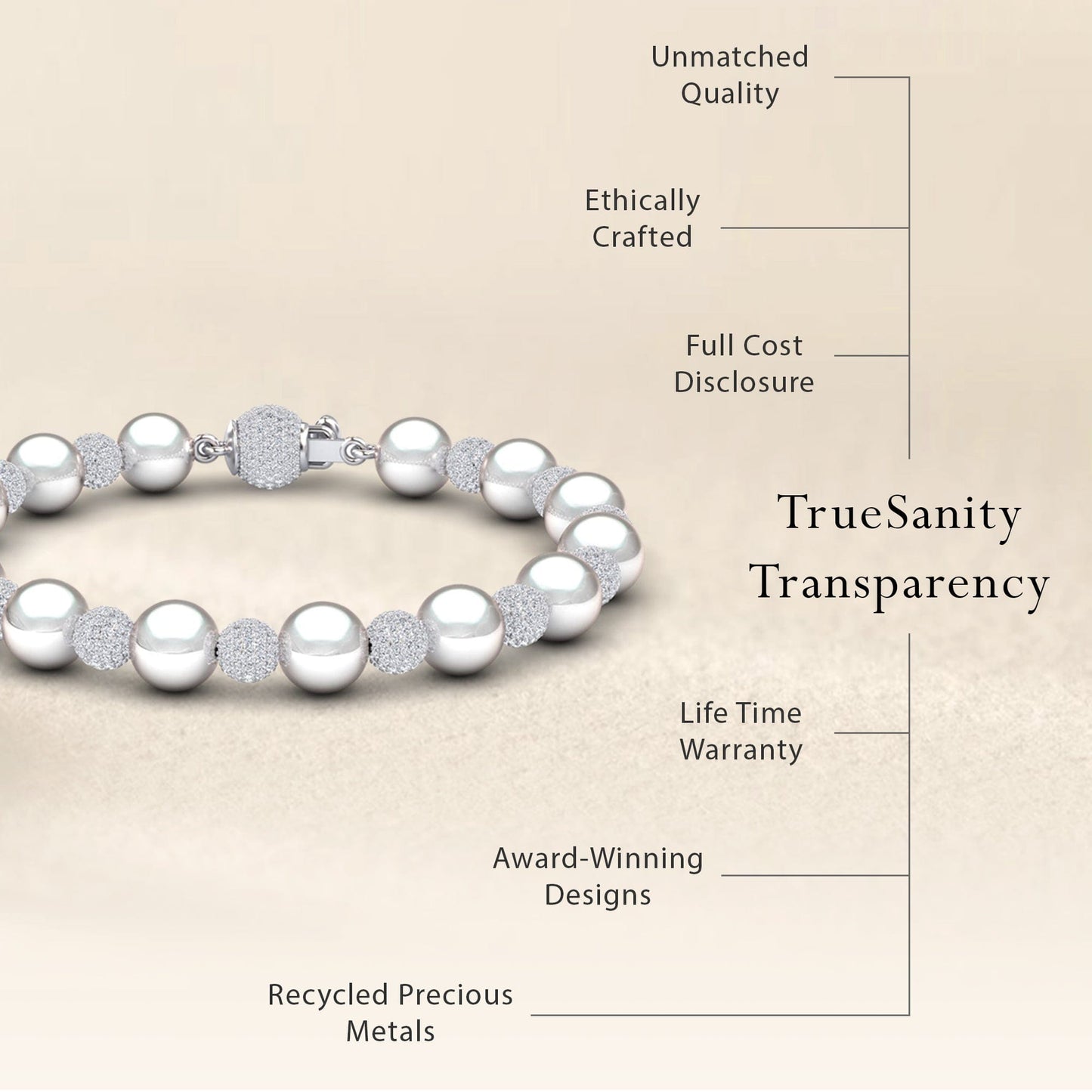 White Akoya Pearl & Diamond Bead Bracelet - Roma
