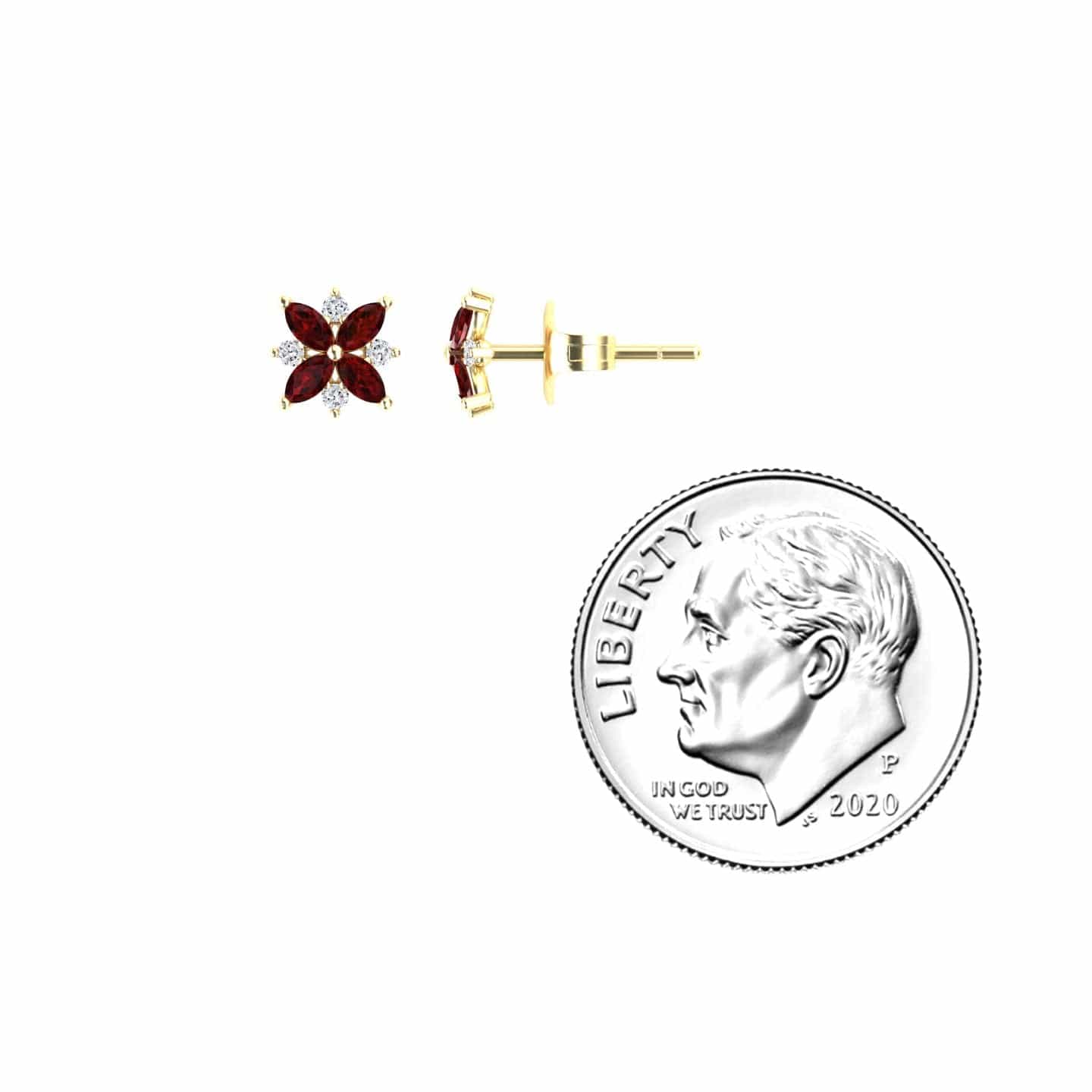 Ruby & Diamond Floral Stud Earrings - Madhavi