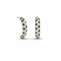 Emerald & Diamond Huggie Hoop Earrings - Mirabel