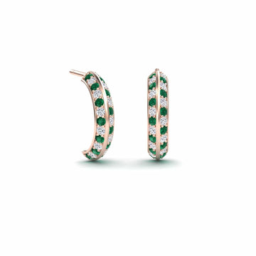 Emerald & Diamond Huggie Hoop Earrings - Mirabel