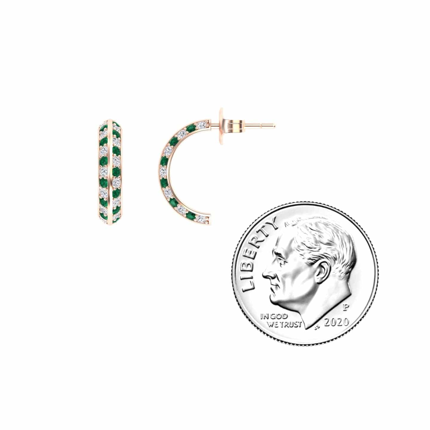Emerald & Diamond Huggie Hoop Earrings - Mirabel