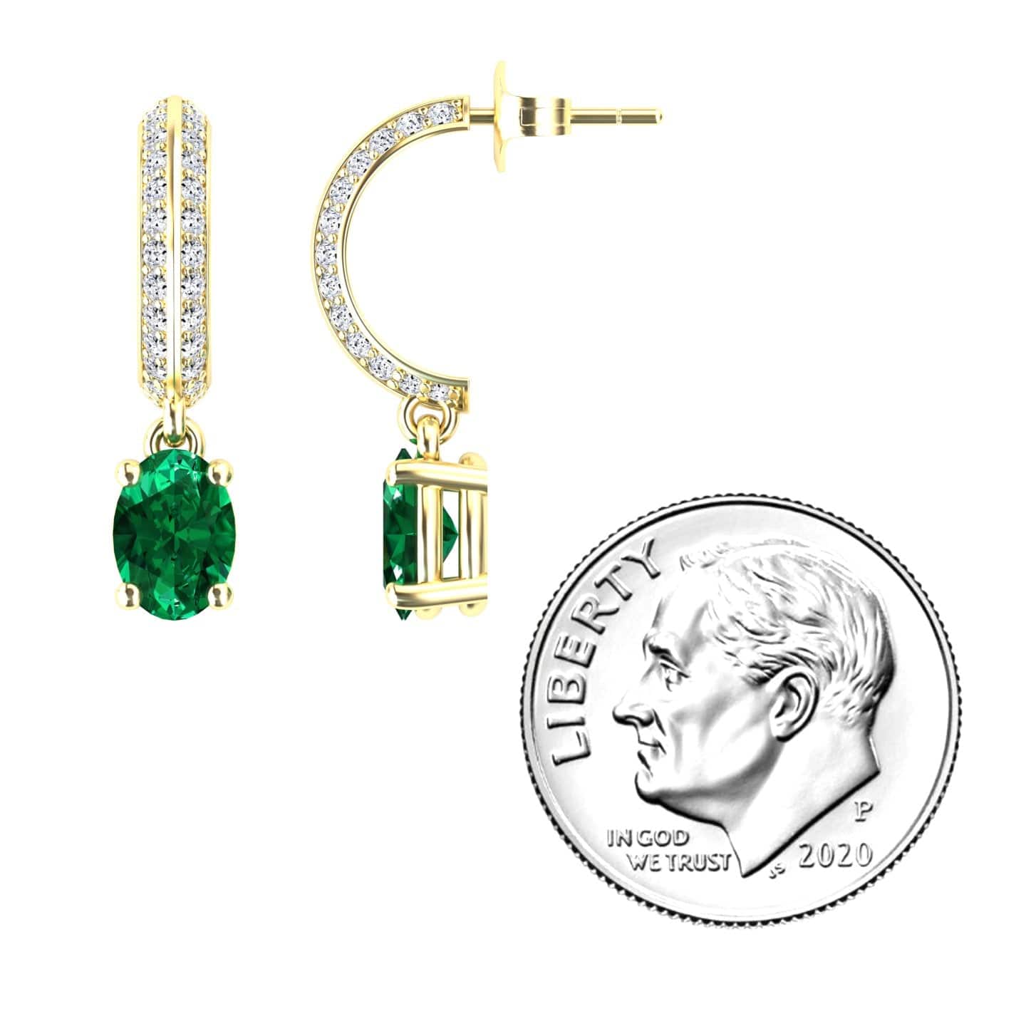 Emerald & Diamond Huggie Drop Earrings - Serena