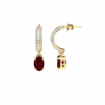 Ruby & Diamond Huggie Drop Earrings - Serena
