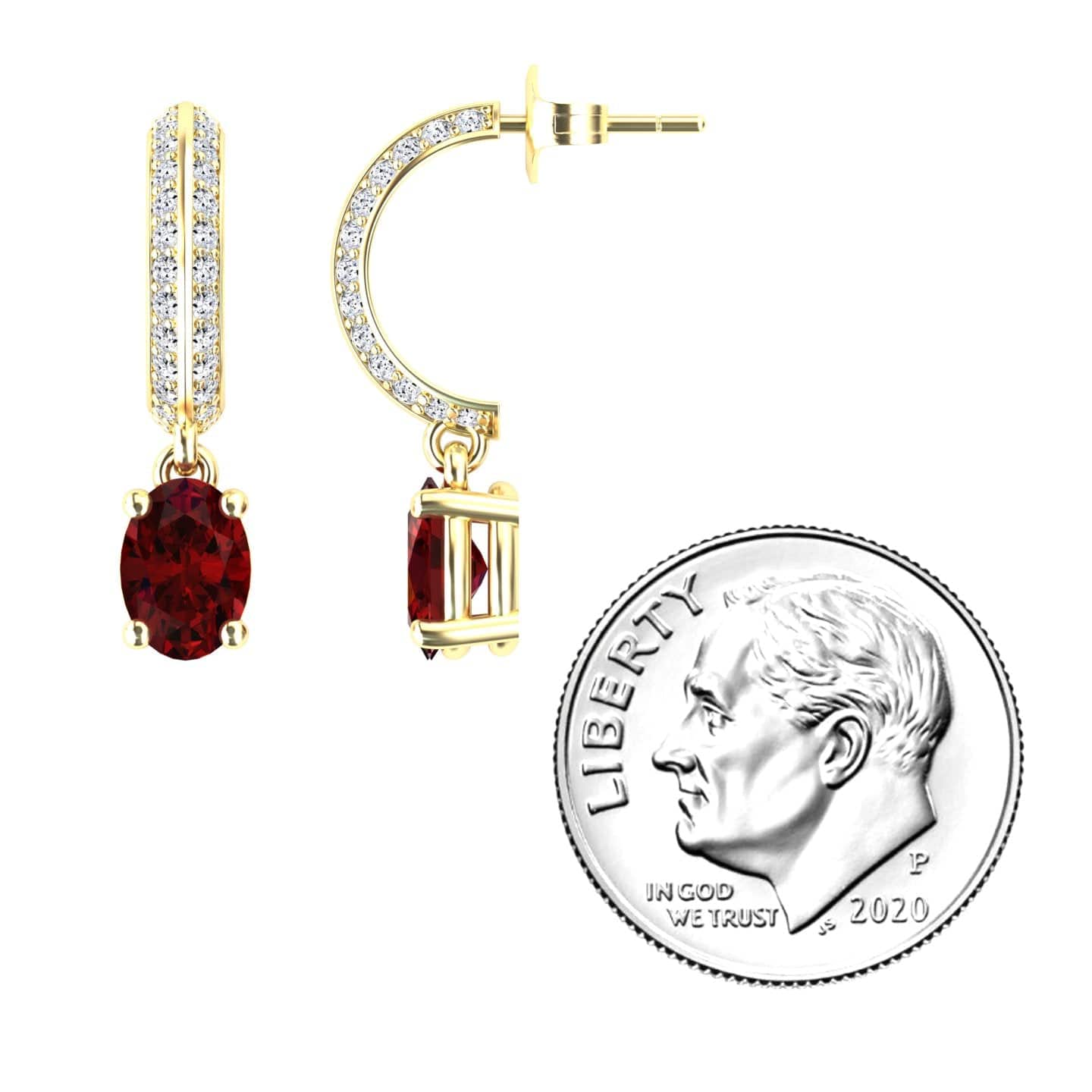 Ruby & Diamond Huggie Drop Earrings - Serena