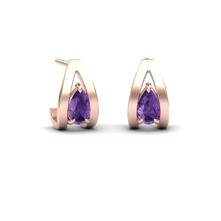 Amethyst Huggie Earrings - Yamini