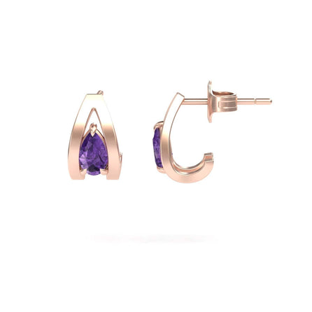 Amethyst Huggie Earrings - Yamini