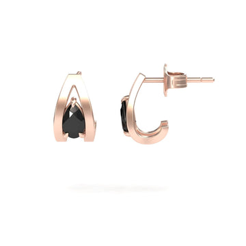 Black Diamond Huggie Earrings - Yamini