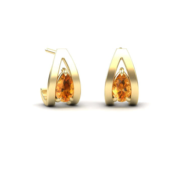 Citrine Huggie Earrings - Yamini
