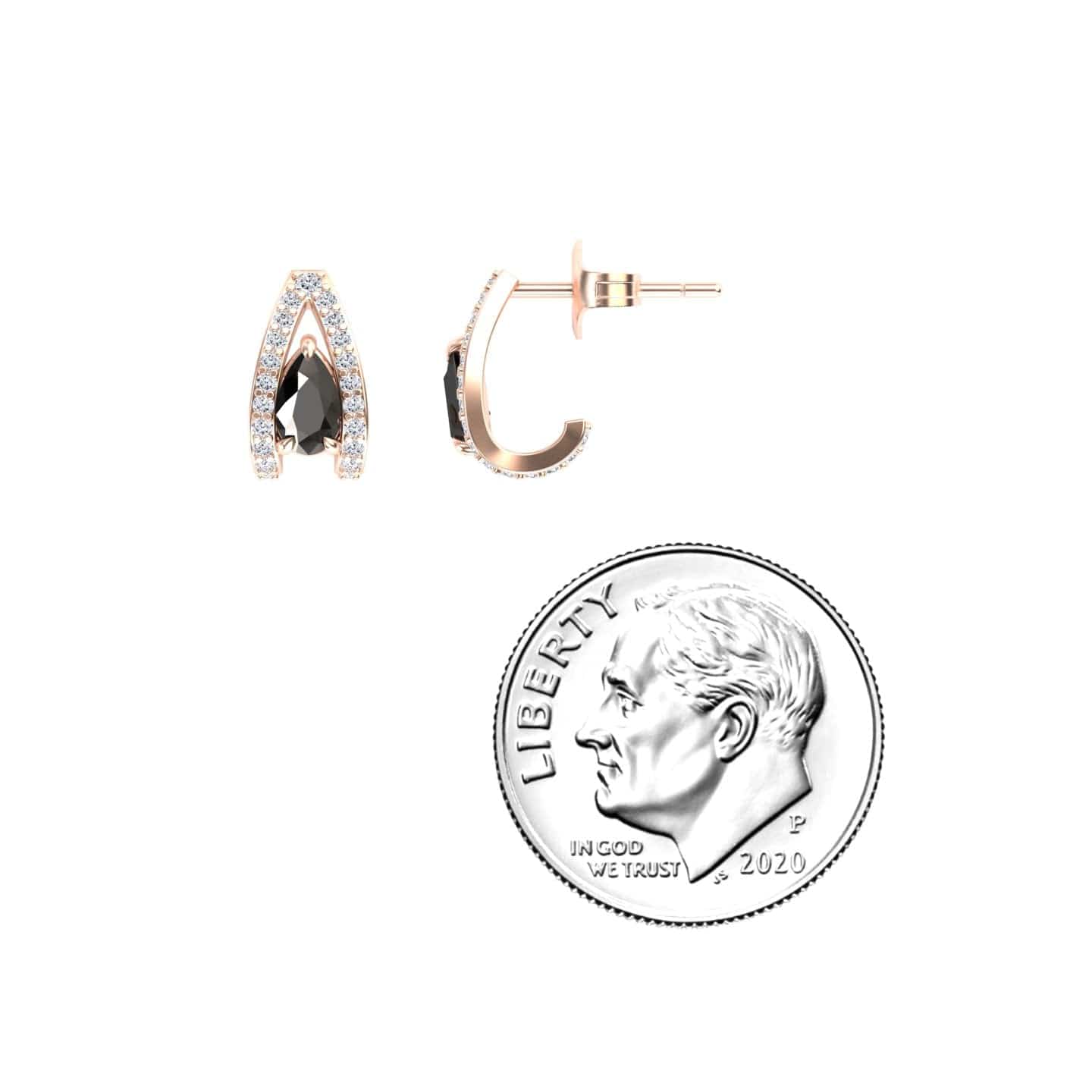 Black & White Diamond Halo Huggie Earrings - Zahra