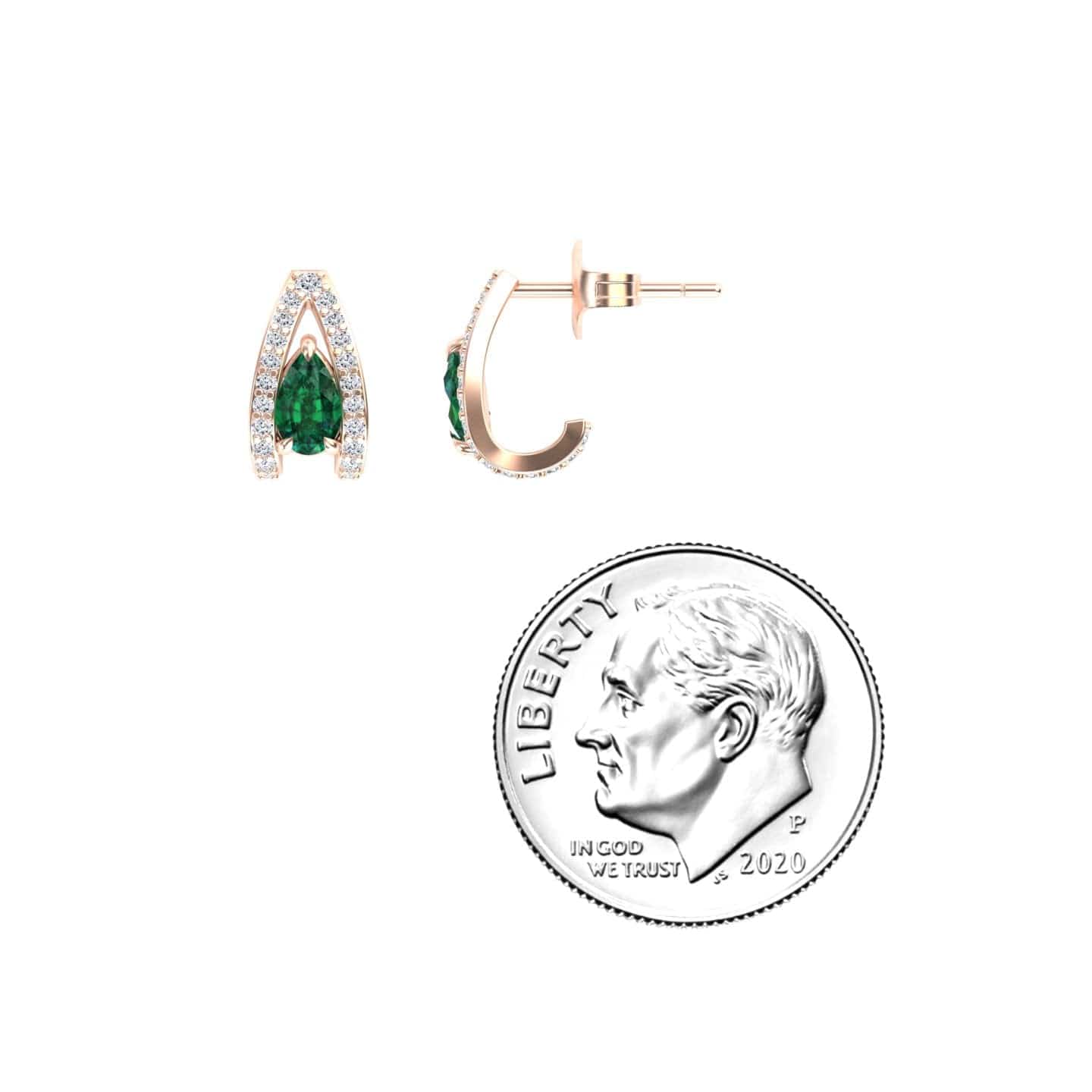 Emerald & Diamond Halo Huggie Earrings - Zahra