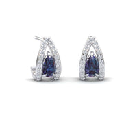 Lab Grown Alexandrite & Diamond Halo Huggie Earrings - Zahra