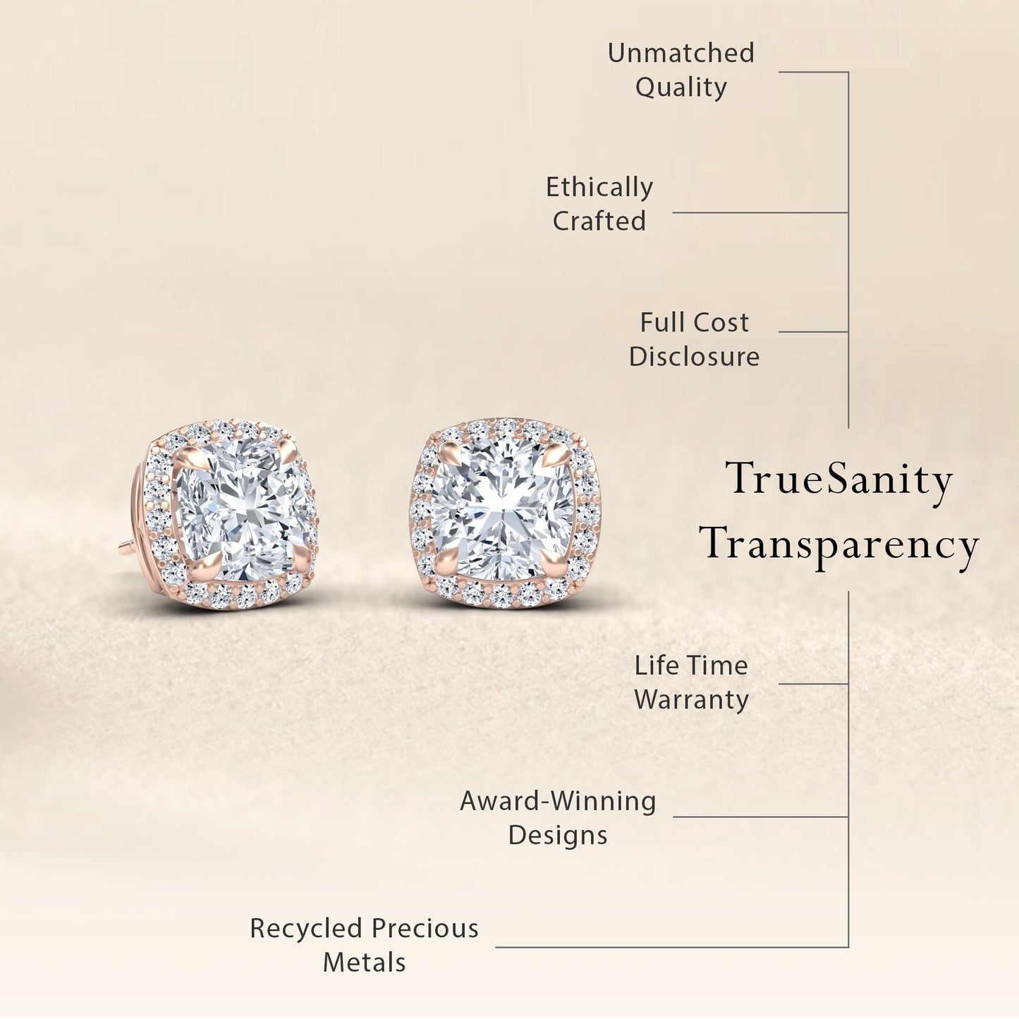 Moissanite & Diamond Halo Earrings - Callie