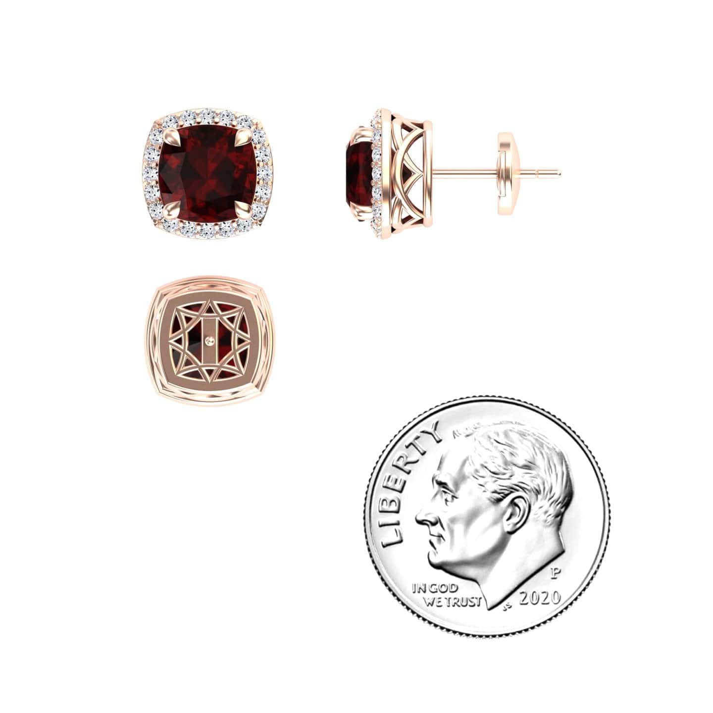Garnet & Diamond Halo Earrings - Callie