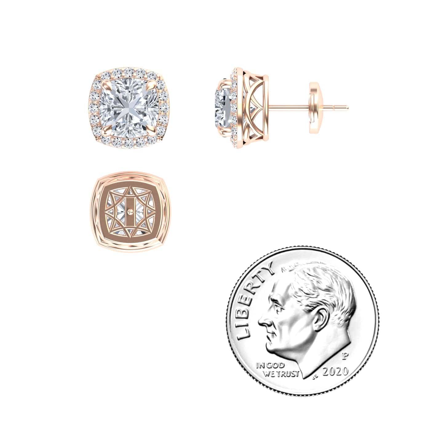 Moissanite & Diamond Halo Earrings - Callie
