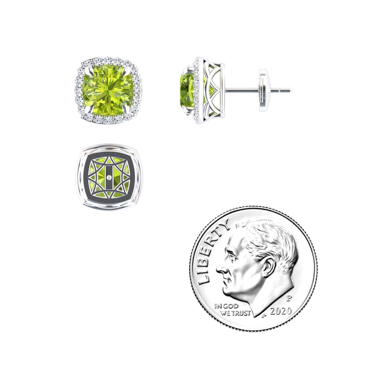 Peridot & Diamond Halo Earrings - Callie