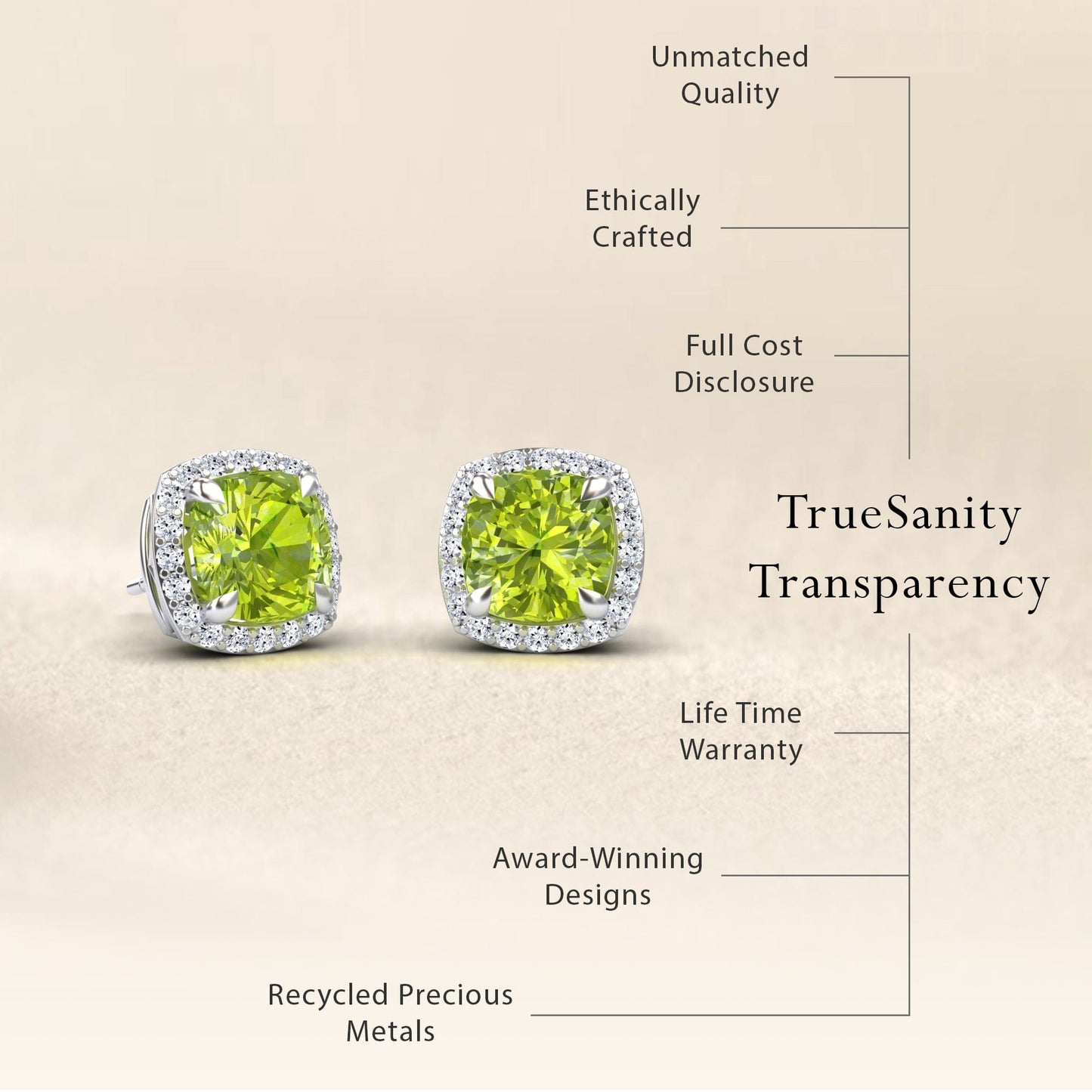 Peridot & Diamond Halo Earrings - Callie