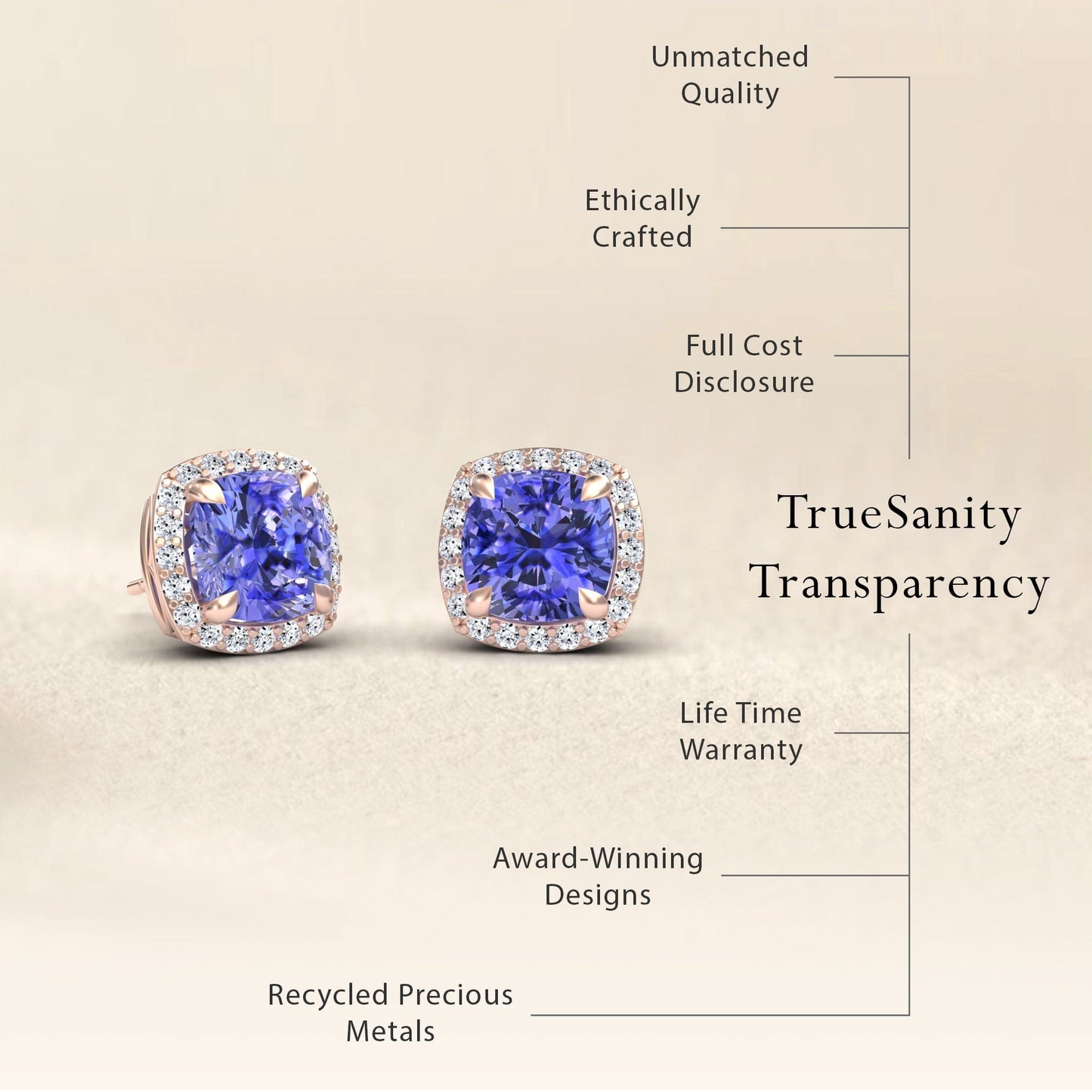 Tanzanite & Diamond Halo Earrings - Callie