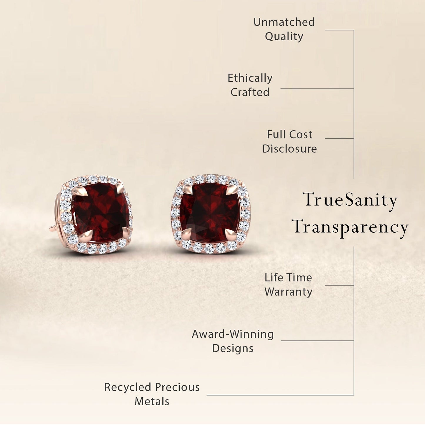 Garnet & Diamond Halo Earrings - Callie