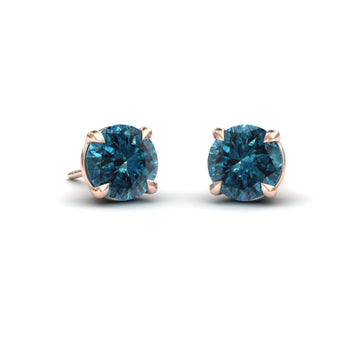 Blue Diamond Stud Earrings - Gauri