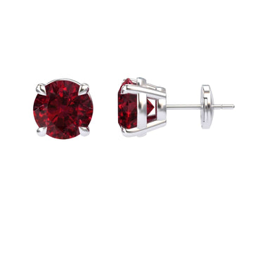 Lab Grown Ruby Stud Earrings - Helena