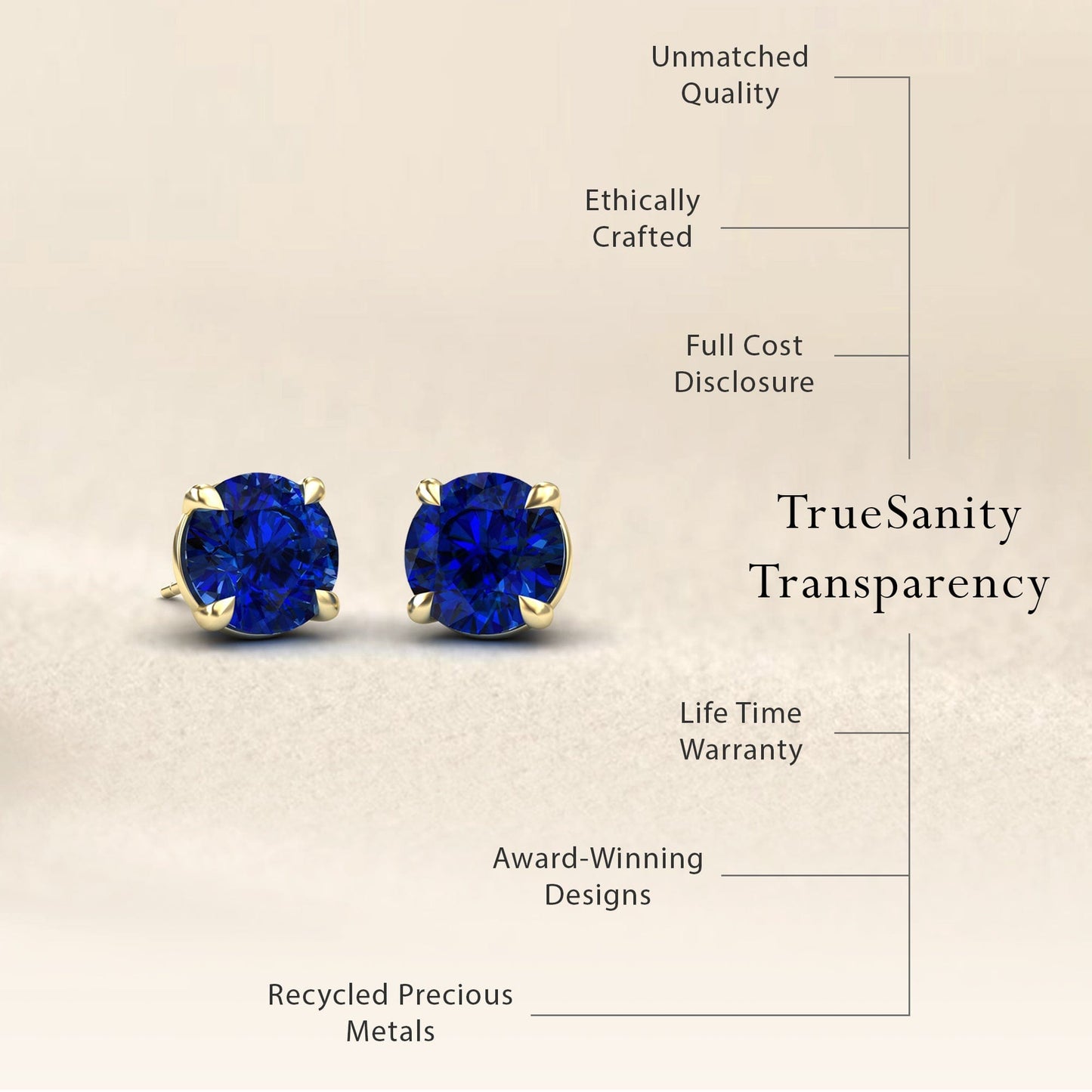 Lab Grown Blue Sapphire Stud Earrings - Helena