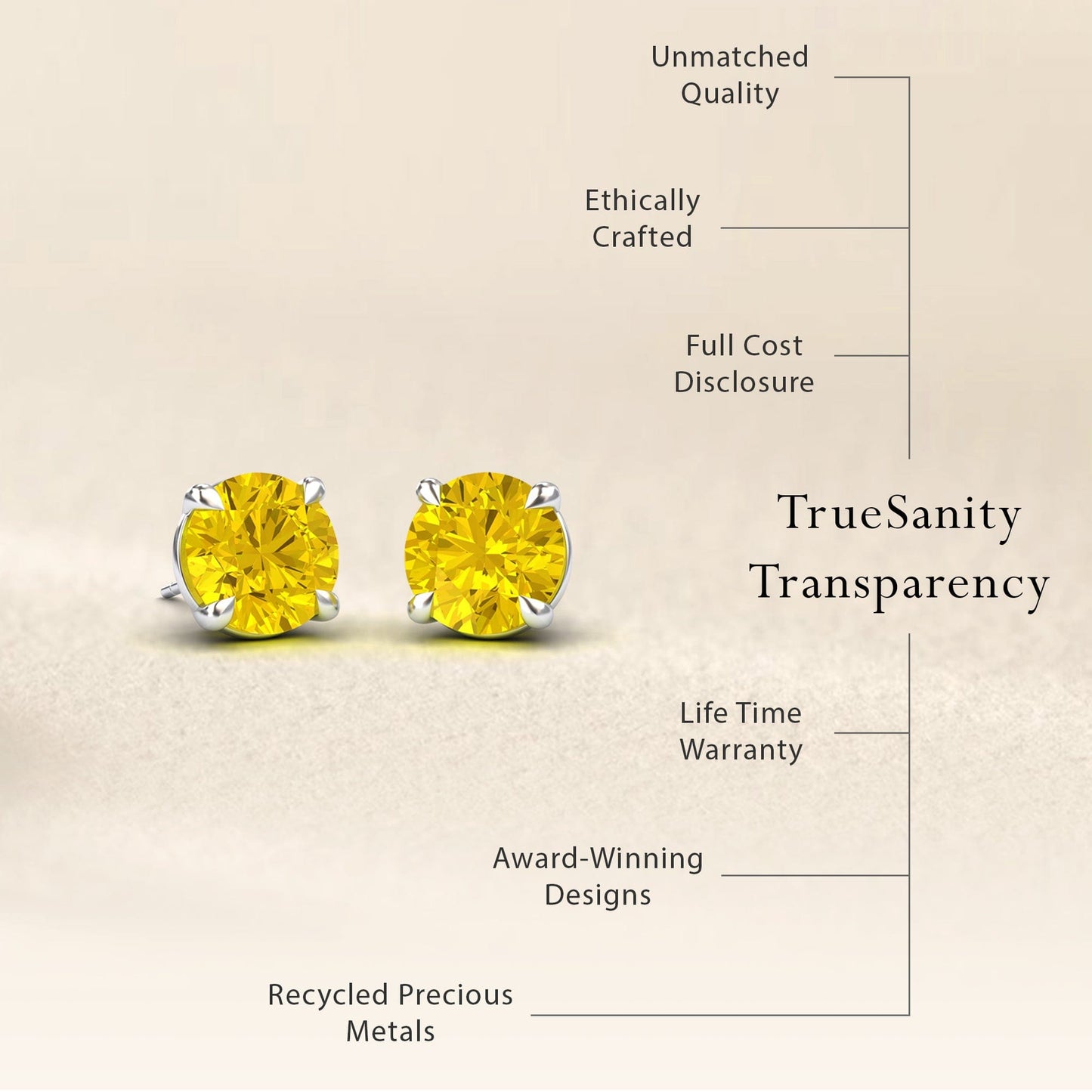 Lab Grown Yellow Sapphire Stud Earrings - Helena